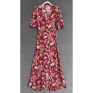 Faherty Floral Maxi Dress in Burgundy and Pink
